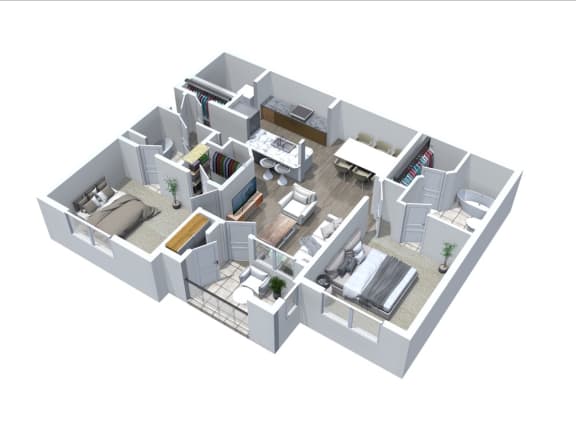 3D Floorplan for Windsor Vinings Apartment's B1 Paddington Layout