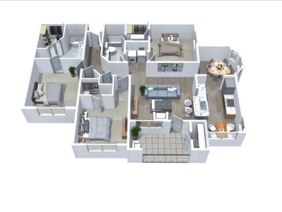3D Floorplan for Windsor Vinings Apartment's C1 Hartwood Layout