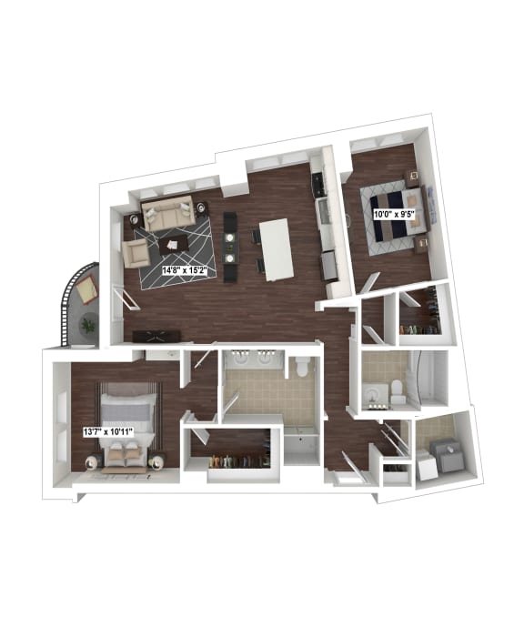 B2(5) floor plan at The Woodley, 2700 Woodley Road, NW, 20008