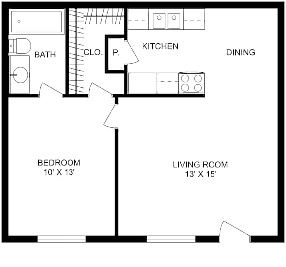 a floor plan of a house with bedrooms and a living room and a dining room