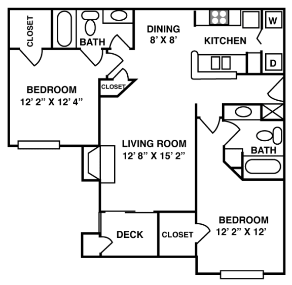2 Bed | 2 Bath - 1049 sq. ft.
