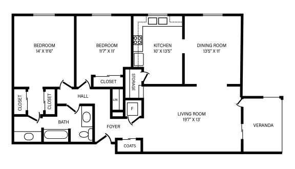 2 Bedroom - 1 Bath