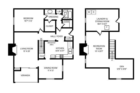 1 Bedroom - 1 Bath + Maisonette & 2 Fireplace