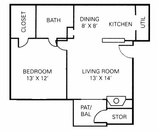 Floor Plan - 1BR - 1BA - 602