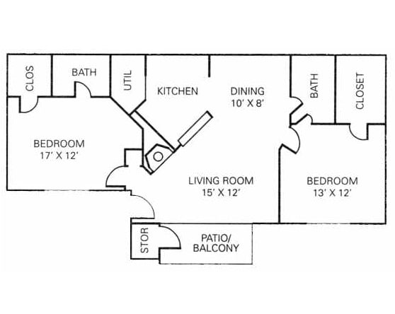Floor Plan - 2BR - 2BA - 1018