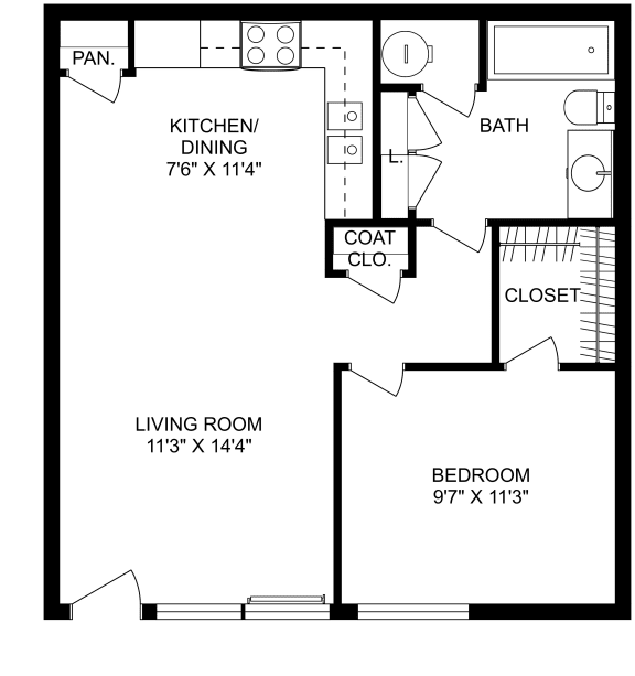 1 Bed - 1 Bath | 552 sq. ft.