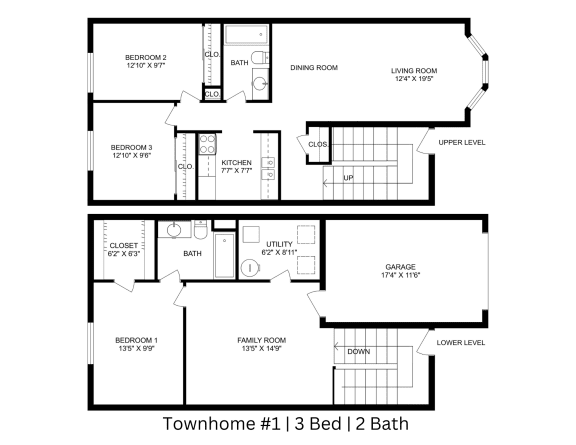 a floor plan of a home with two bedrooms and a baths
