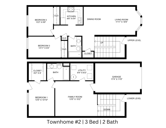 a floor plan of two bedrooms with a bathroom and a living room