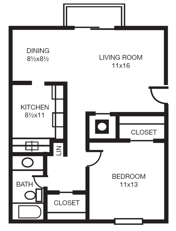 This is a 2D-floor plan showing the space layout with labeled rooms, walls, and dimensions. It includes 1 bedroom/s, 1 bathroom/s, and approximately 677  Sq. Ft