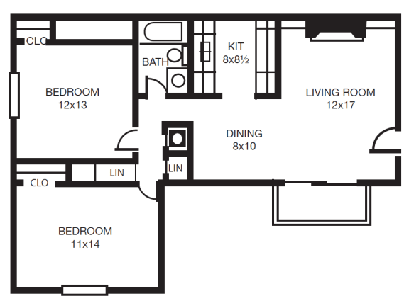 This is a 2D-floor plan showing the space layout with labeled rooms, walls, and dimensions. It includes 2 bedroom/s, 1 bathroom/s, and approximately 888  Sq. Ft
