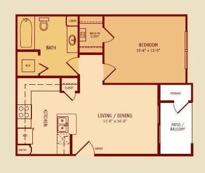 Broadstone Colonnade Apartments in San Antonio, TX One Bedroom Floor Plan