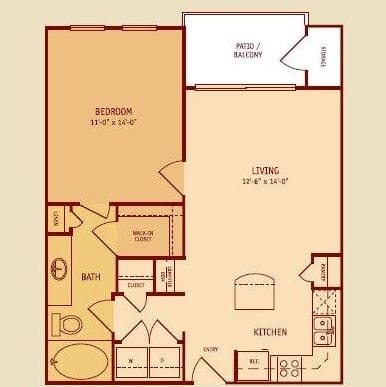 Broadstone Colonnade Apartments in San Antonio, TX One Bedroom Floor Plan