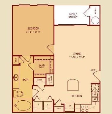 Broadstone Colonnade Apartments in San Antonio, TX One Bedroom Floor Plan
