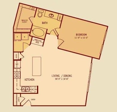 Broadstone Colonnade Apartments in San Antonio, TX One Bedroom Floor Plan
