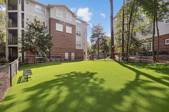 Outdoor dog park at Finley at Fairfax Corner