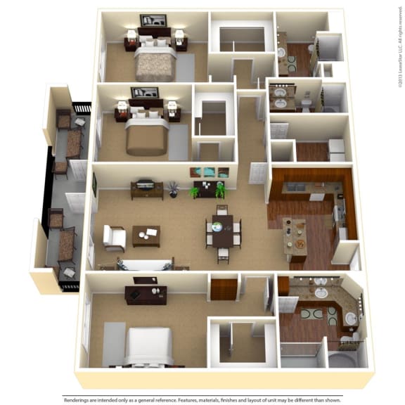 a spacious 3 bedroom 3 bath apartment
