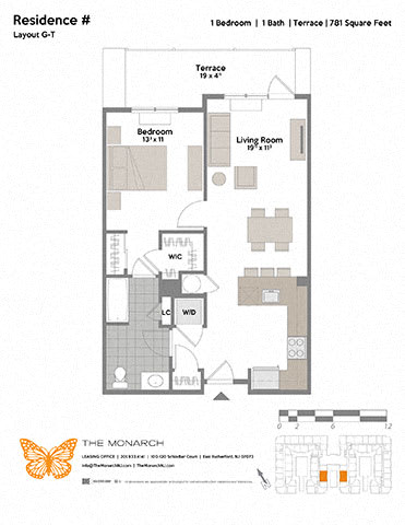 Layout G-T 1 Bed 1 Bath Floor Plan Layout G-T 1 Bed 1 Bath Floor Plan at The Monarch, East Rutherford, NJ, 07073