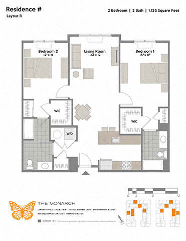 Floor Plan  Layout R 2 Bed 2 Bath Floor Plan at The Monarch, East Rutherford, New Jersey