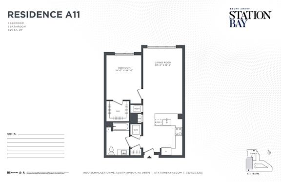 A11 Floor Plan at Station Bay, South Amboy, NJ, 08879
