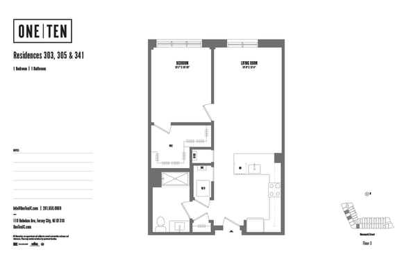 1 bedroom 1 bath H at One Ten Apartments, New Jersey