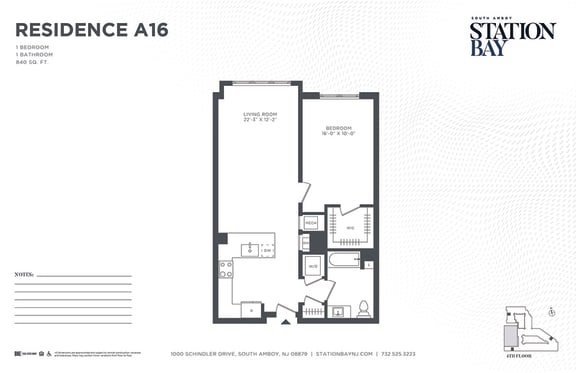 A16 Floor Plan at Station Bay, New Jersey, 08879
