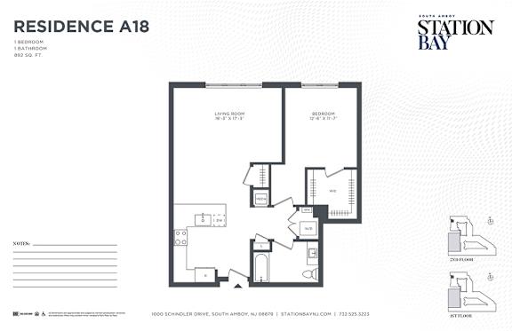 A18 Floor Plan at Station Bay, South Amboy, New Jersey