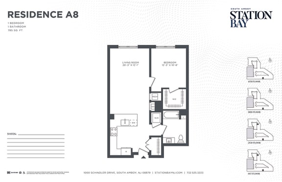 A8 Floor Plan at Station Bay, New Jersey, 08879