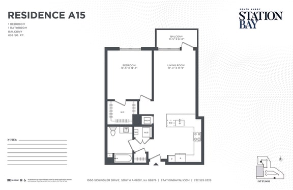 A15 Floor Plan at Station Bay, New Jersey