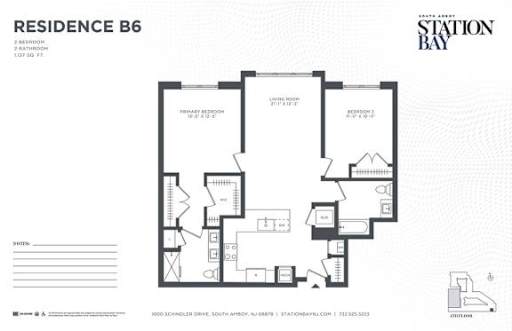 B6 Floor Plan at Station Bay, South Amboy, NJ, 08879