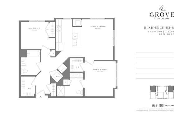 B3 B 2 Bed 2 Bath Floor Plan at The Grove at Piscataway, Piscataway, NJ