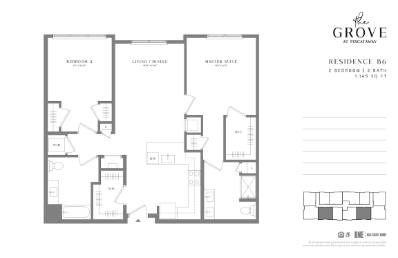 B6 2 Bed 2 Bath Floor Plan B6 2 Bed 2 Bath Floor Plan at The Grove at Piscataway, New Jersey, 08854