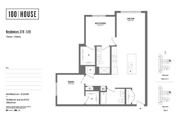 2 bed 2 bath floor plan S 2 bed 2 bath floor plan S at 100 House Apartments, Jersey City