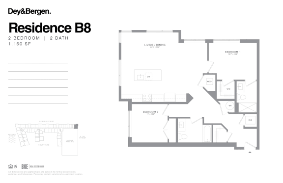 2 bed 2 bath floor plan H at Dey & Bergen, Harrison