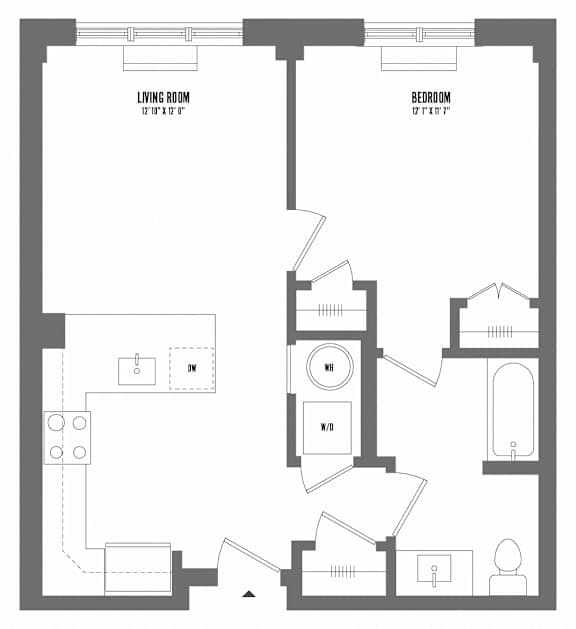 1 bedroom 1 bathroom Floor plan A 1 bedroom 1 bathroom Floor plan A at The Enclave, Jersey City, NJ, 07310