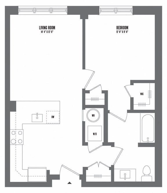 1 bedroom 1 bathroom Floor plan D at The Enclave, Jersey City, NJ, 07310