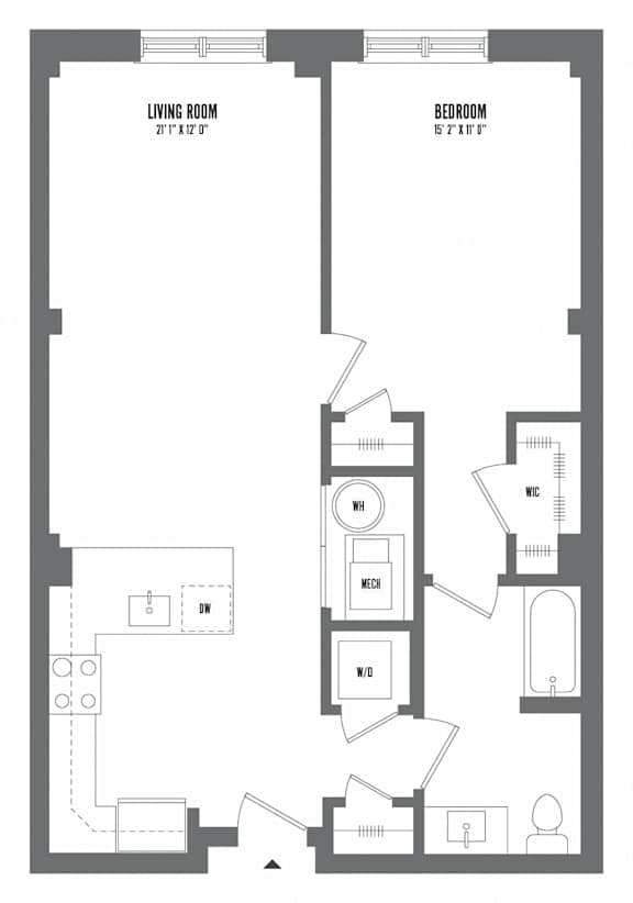 1 bedroom 1 bathroom Floor plan U at The Enclave, Jersey City, NJ, 07310