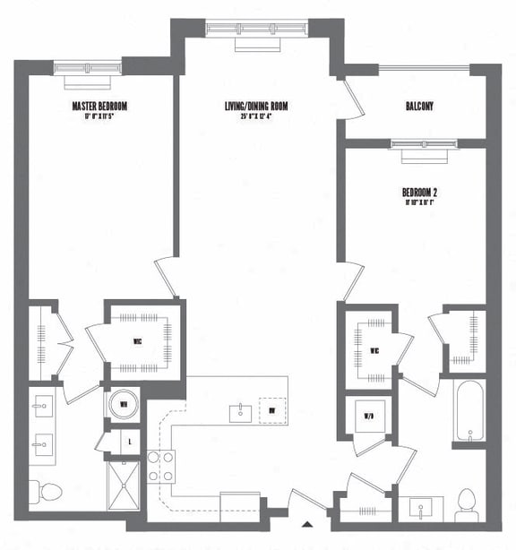 2 bed 2 bath floor plan V at The Enclave, New Jersey