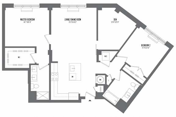 2 bed 2 bath floor plan W 2 bed 2 bath floor plan W at The Enclave, Jersey City, NJ, 07310