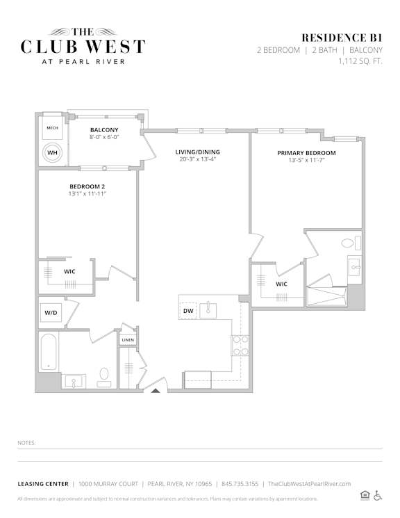 B1 Floorplan B1 Floorplan at The Club West at Pearl River, Pearl River, 10965