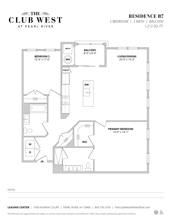 B7 Floorplan at The Club West at Pearl River, Pearl River, NY, 10965