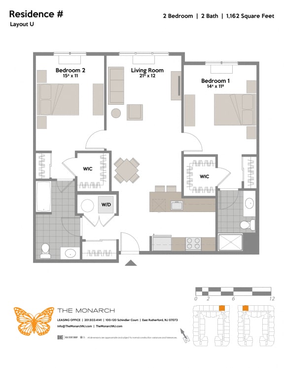 Layout U Floor Plan at The Monarch, East Rutherford, New Jersey