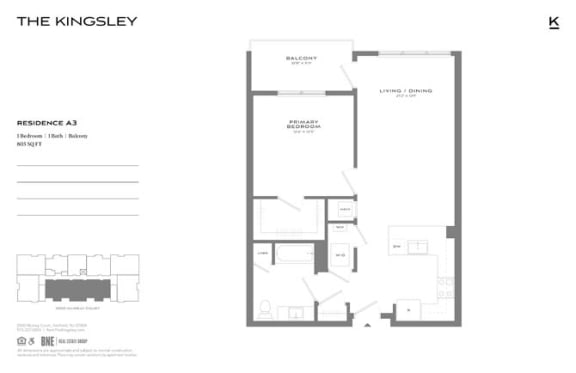 A3 Floor Plan at The Kingsley, Fairfield, 07004