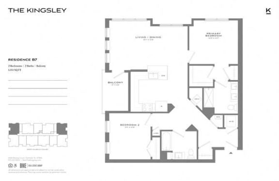 B7 Floor Plan B7 Floor Plan at The Kingsley, Fairfield, New Jersey