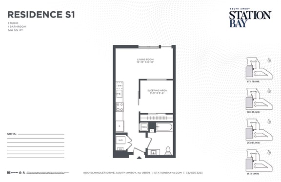S1 Floor Plan at Station Bay, New Jersey, 08879
