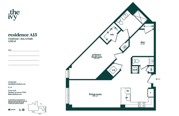 A15-AP-A Floor Plan at The Ivy, New Jersey, 07928