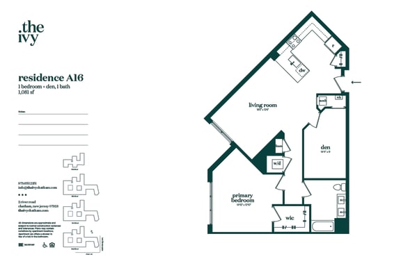 A16-AP-A Floor Plan at The Ivy, Chatham, NJ