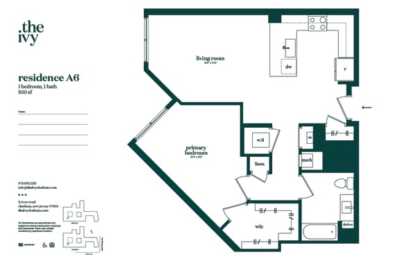 A6-AP-A Floor Plan at The Ivy, Chatham, NJ