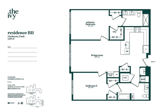 B11-AP-B12 Floor Plan at The Ivy, Chatham, NJ 07928