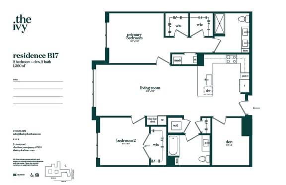 B17-AP-B15 Floor Plan at The Ivy, Chatham, NJ