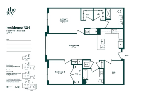 B24-AP-B15 Floor Plan  at The Ivy, Chatham, NJ 07928